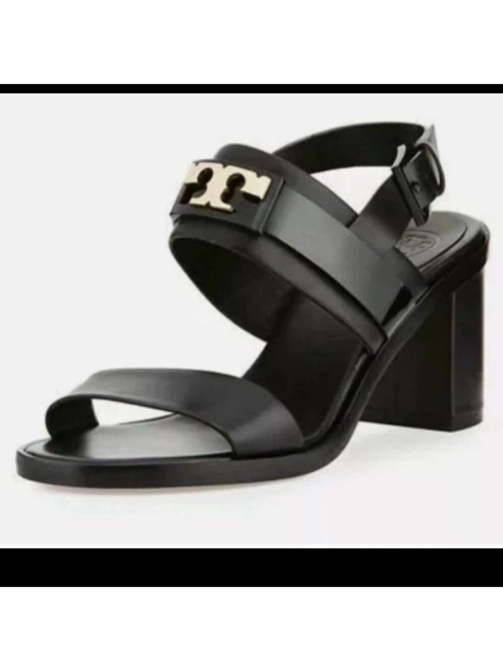 Tory Burch All Leather Gigi Slingback Block Heel Two Straps Sandals Size 7